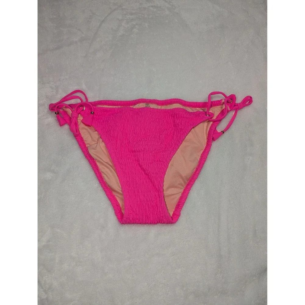 Victorias‎ Secret Neon Pink Smocked Side Tie Bikini Bottom 347237-QDE XL
